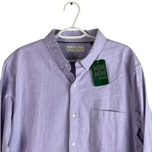 NEW Hawker Rye Mens Slim Stretch Oxford Button Down Shirt XL Purple Cotton Blend